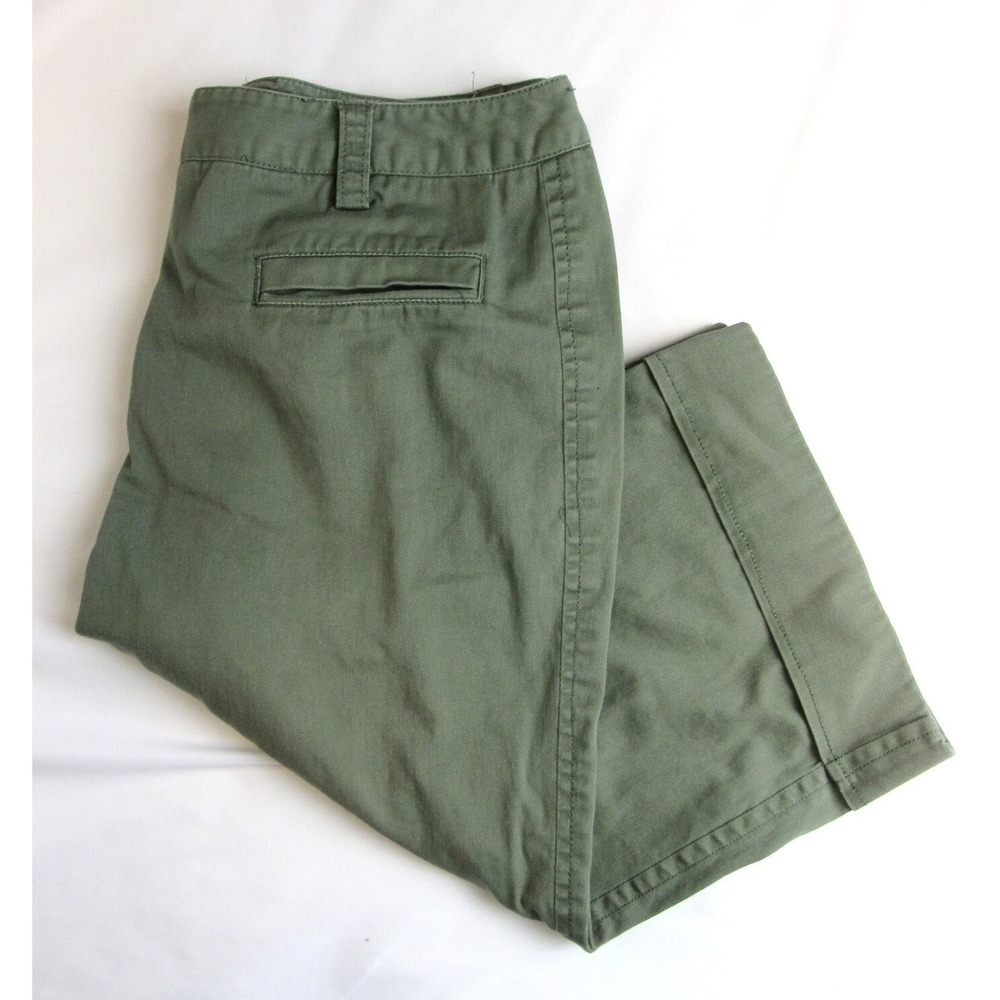 Larry Levine Pants High Waisted Capri Army Green Women's Size 12